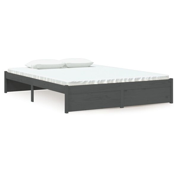 vidaXL Cadre de lit sans matelas gris bois massif 135x190 cm