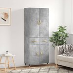 vidaXL Buffet haut Gris béton 69 5x34x180 cm Bois d'ingénierie
