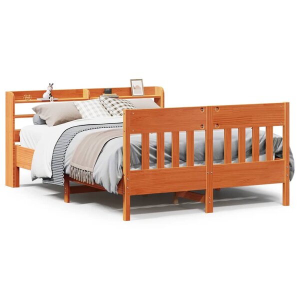 vidaXL Cadre de lit sans matelas cire marron 120x190cm bois pin massif