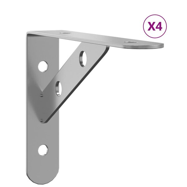 vidaXL Supports d'étagères 4Pièces 15x2 5x11 5cm argenté acier inoxydable