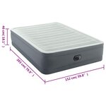 Intex Lit gonflable PremAire blanc et gris Queen Size 152x203x46 cm