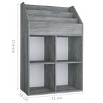 vidaXL Porte-revue pour enfants Gris béton 71x30x114cm Bois ingénierie