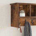 vidaXL Porte-manteau mural avec étagère Chêne fumé 50 x 16 x 26 cm
