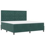 vidaXL Lit à ressort LED avec matelas Vert foncé 200 x 200 cm Velours