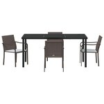 vidaXL Ensemble de salle à manger pour jardin 5 Pièces Marron Poly rotin