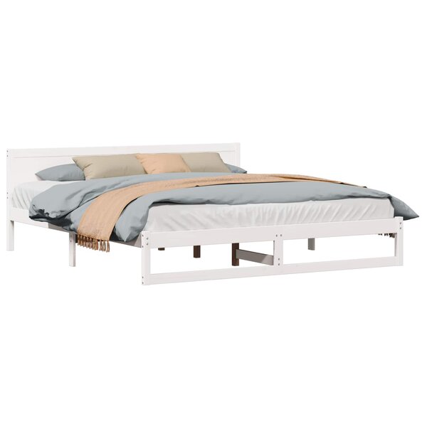 vidaXL Cadre de lit avec tête de lit Blanc 180 x 200 cm Pin massif