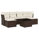 vidaXL Salon de jardin avec coussins 7 Pièces marron résine tressée