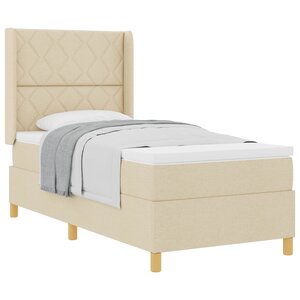 vidaXL Lit à ressorts avec matelas Crème 100 x 200 cm tissu