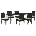 vidaXL Ensemble de Salle à Manger de Jardin 7 Pièces Noir Rattan Poly