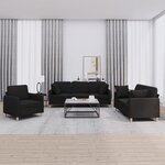 vidaXL Ensemble de canapés 3 Pièces avec coussins noir tissu