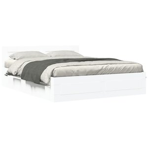 vidaXL Cadre de lit avec tête de lit sans matelas blanc 160x200 cm