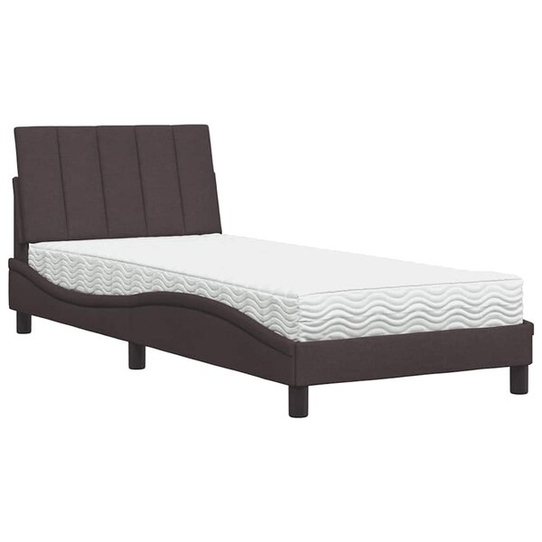 vidaXL Lit avec matelas marron foncé 80x200 cm tissu