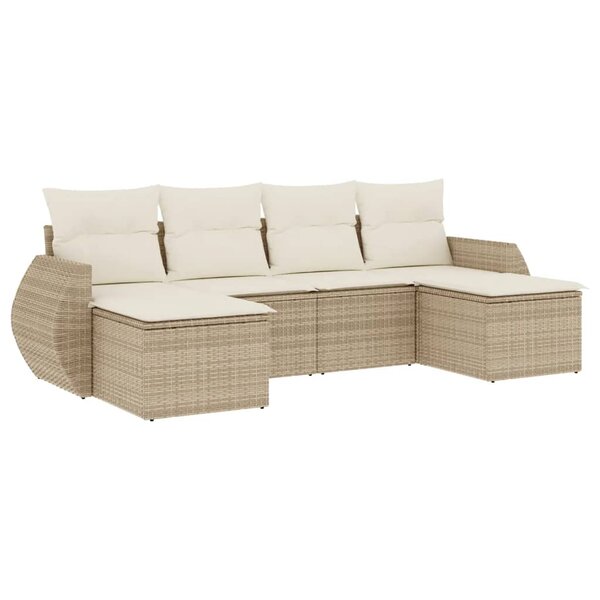 vidaXL Salon de jardin avec coussins 6 Pièces beige résine tressée