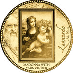 Monnaie MADONNA WITH YARNWINDER Da Vinci 1/200 Oz Or 5000 Francs Gabon (PRÉCOMMANDE)