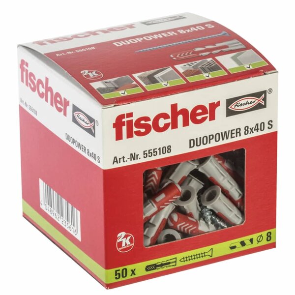 Fischer ensemble de chevilles avec vis duopower 8x40 s 50 pcs
