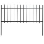 vidaXL Clôture de jardin avec dessus en lance Acier 1 7 x 0 8 m Noir