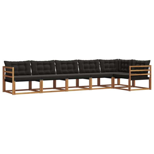 vidaXL Ensemble de canapés d'extérieur 6 pc Naturel et Noir