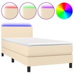 vidaXL Sommier à lattes de lit avec matelas LED Crème 80x200cm Tissu