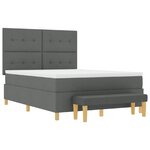 vidaXL Lit à ressort avec matelas et banc Gris foncé 140x200 cm Tissu