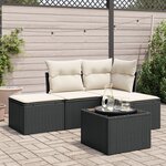 vidaXL Salon de jardin 5 Pièces avec coussins noir résine tressée