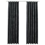 vidaXL Rideaux occultants et crochet 2Pièces Velours Anthracite 140x225cm