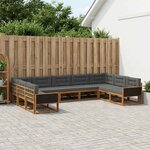 vidaXL Ensemble de canapés d'extérieur 9 pc Naturel et Anthracite