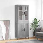 vidaXL Buffet haut Sonoma gris 69 5x34x180 cm Bois d'ingénierie
