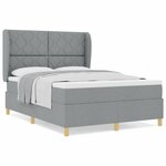 Lit Box Spring vidaXL avec Matelas Gris clair 140x200 cm Tissu