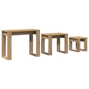 vidaXL Tables gigognes 3 Pièces chêne artisanal bois d'ingénierie