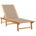 vidaXL Chaise longue taupe bois d'acacia solide et textilène
