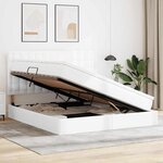 vidaXL Lit avec rangement et LED Blanc pur 180 x 200 cm Simili cuir