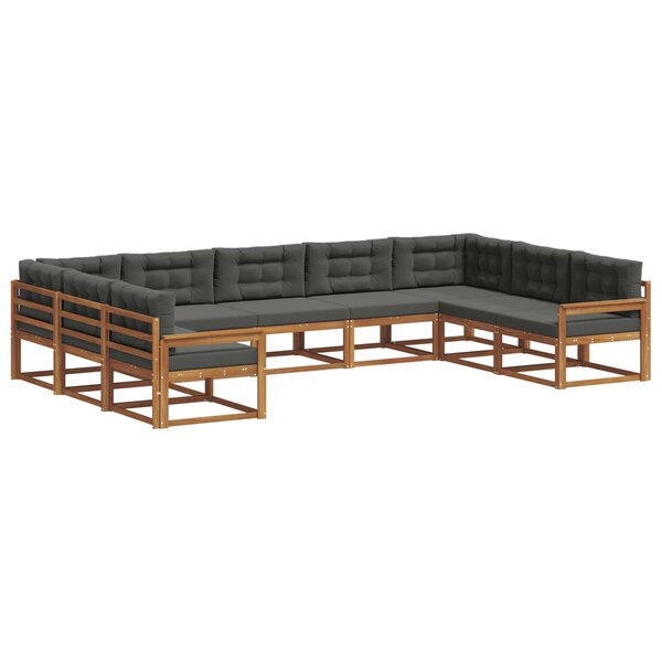 vidaXL Ensemble de canapés d'extérieur 9 pc Naturel et Anthracite