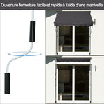 Store banne manuel rétractable 2L x 1 5l x 1 7-2 8H m inclinaison réglable installation rapide métal alu polyester gris