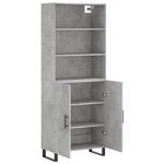 vidaXL Buffet haut Gris béton 69 5x34x180 cm Bois d'ingénierie