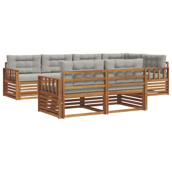 vidaXL Ensemble de canapés d'extérieur 7 pc Gris Naturel et Clair