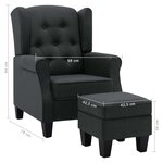 vidaXL Fauteuil avec repose-pied Gris foncé Tissu