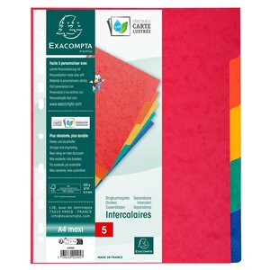 Jeu intercalaire CARTE LUSTREE XXL 5 POSITIONS x 25 EXACOMPTA