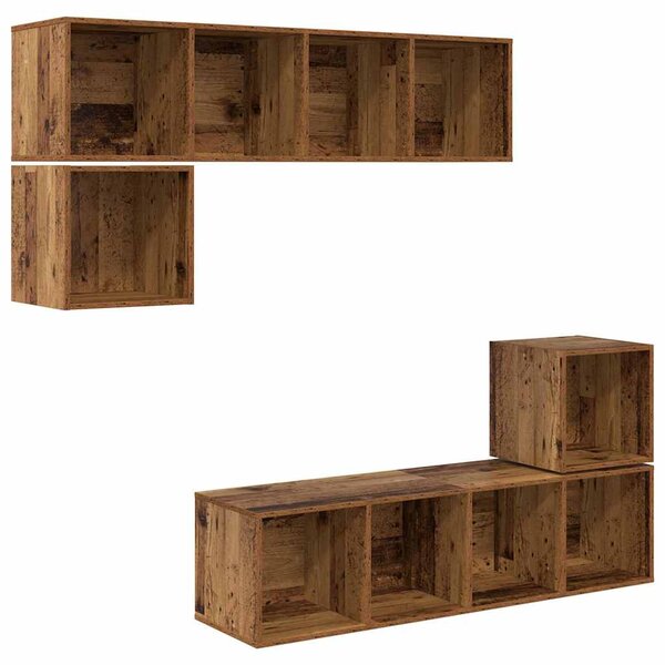 vidaXL Ensemble meuble TV 4 Pièces Bois Ancien Bois d'ingénierie