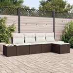 vidaXL Ensemble de canapé de jardin 5 Pièces Marron Poly rotin