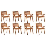 vidaXL Chaises de jardin avec coussins lot de 8 Bois d'acacia solide