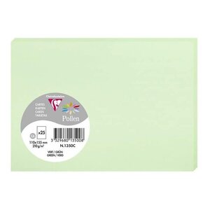 Paquet de 25 Cartes Simples 210g 110x155 vert Clairefontaine