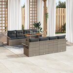vidaXL Ensemble de 9 Pièces de Canapés de Jardin avec Coussins Gris Poly Rattan Acacia