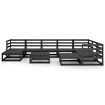 vidaXL Salon de jardin 10 Pièces noir bois de pin massif