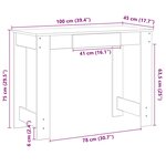 vidaXL Bureau gris béton 100x45x75 cm bois d'ingénierie
