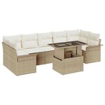 vidaXL Ensemble de canapé de jardin 8 Pièces Beige Poly rotin
