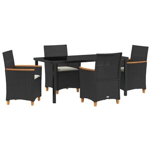 vidaXL Ensemble de salle à manger pour jardin 5 Pièces Noir polyrotin