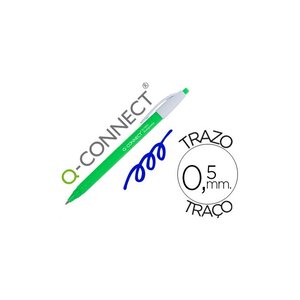 Stylo-bille biodegradable vert écriture moyene 0.5mm rétractable couleur bleu Q-CONNECT