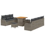 vidaXL Ensemble de Canapé de Jardin 10 Pièces avec Coussins Gris Poly Rattan Acacia