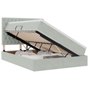 vidaXL Lit de rangement LED avec matelas Gris clair 140 x 200 cm