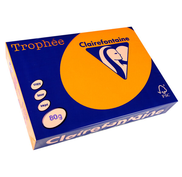 Ramette 500 Feuilles Papier 80g A4 210x297 mm Certifié FSC fluo orange TROPHÉE